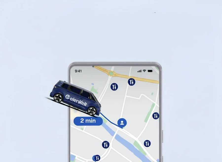 Elenkelt servicebil på väg till kund i Stockholm